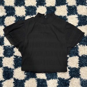 ASTR The Label Cropped Black Blouse Size S